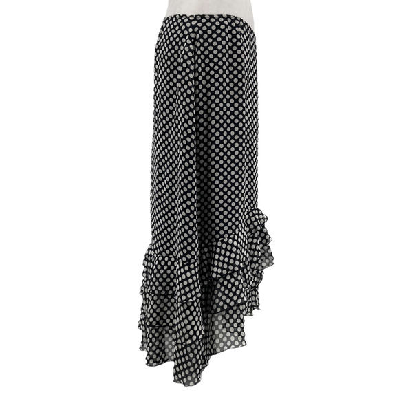 Vintage Hygard Collection Tiered Ruffle Polka Dot Silk Midi Skirt - Picture 3 of 7